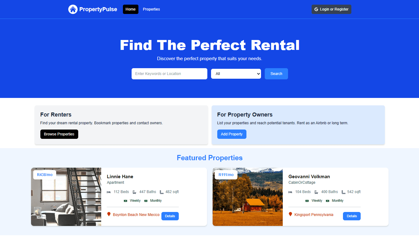 Property Pulse - Full-Stack Real Estate Web App